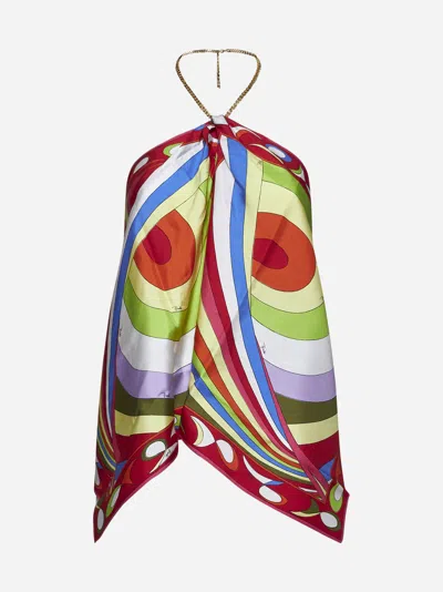 Pucci Silk Scarf Top In Multicolor