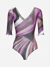 Pucci Iride-print Bodysuit In Fuchsia,brown