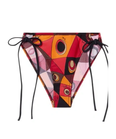 Pucci Printed Adjustable Bikini Swim Trunks In Multi