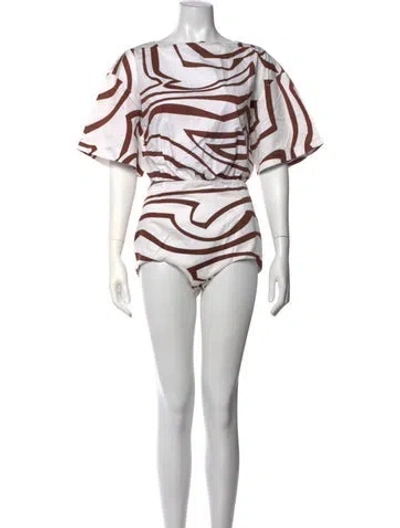 Pre-owned Pucci Printed Asymmetrical Bodysuit In White