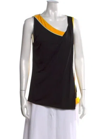 Pre-owned Pucci Printed Asymmetrical Top In Black