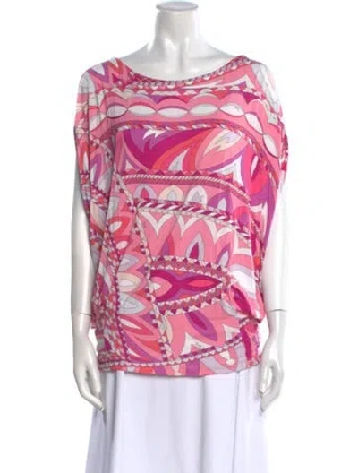 Pre-owned Pucci Printed Bateau Neckline Blouse In Pink