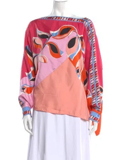 Pre-owned Pucci Printed Bateau Neckline Blouse In Pink