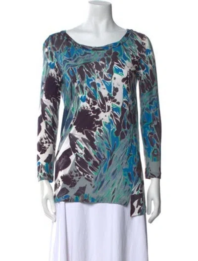 Pre-owned Pucci Printed Bateau Neckline Top In Blue