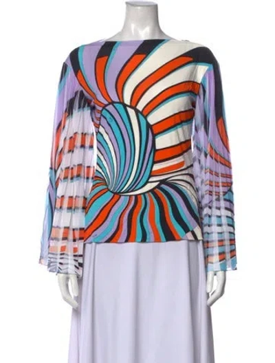 Pre-owned Pucci Printed Bateau Neckline Top In Blue