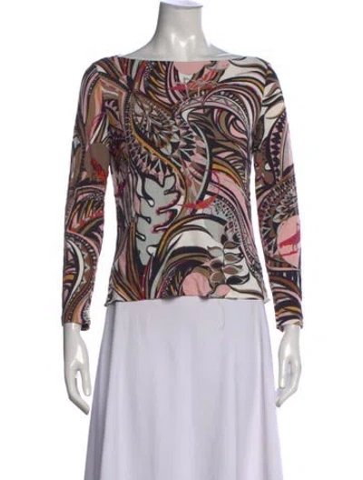 Pre-owned Pucci Printed Bateau Neckline Top In Multi