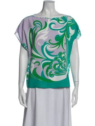 Pre-owned Pucci Printed Bateau Neckline Top In Multi