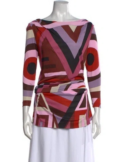 Pre-owned Pucci Printed Bateau Neckline Top In Multicolor