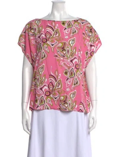 Pre-owned Pucci Printed Bateau Neckline Top In Pink