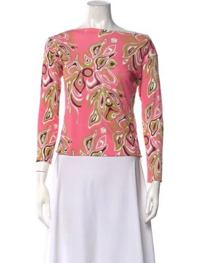 Pre-owned Pucci Printed Bateau Neckline Top In Pink