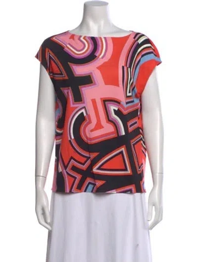 Pre-owned Pucci Printed Bateau Neckline Top In Purple