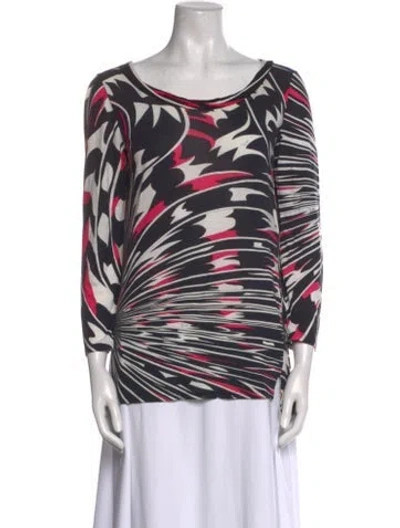Pre-owned Pucci Printed Bateau Neckline Top In White