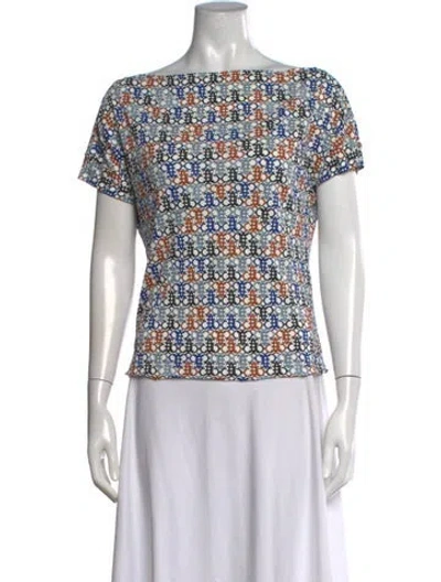 Pre-owned Pucci Printed Bateau Neckline Top In White
