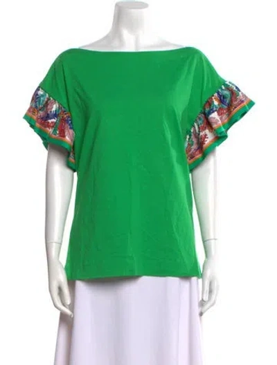 Pre-owned Pucci Printed Bateau Neckline T-shirt In Green