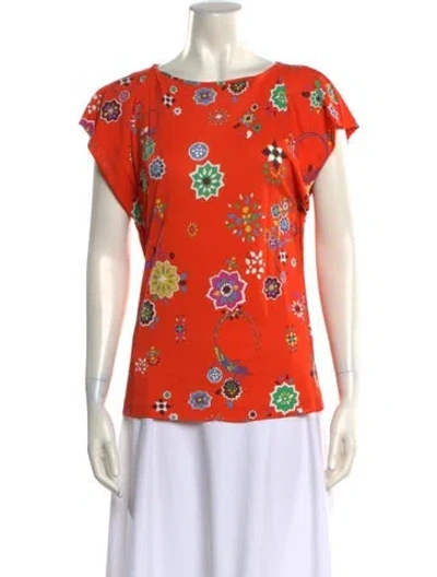 Pre-owned Pucci Printed Bateau Neckline T-shirt In Orange
