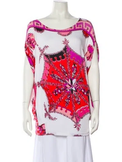Pre-owned Pucci Printed Bateau Neckline T-shirt In Pink