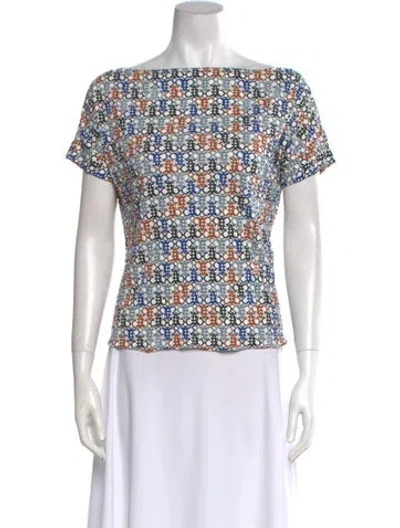 Pre-owned Pucci Printed Bateau Neckline T-shirt In White