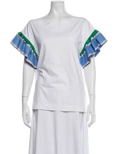Pre-owned Pucci Printed Bateau Neckline T-shirt In White