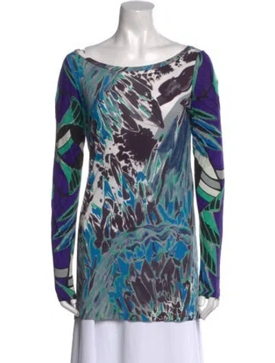 Pre-owned Pucci Printed Bateau Neckline Tunic In Black