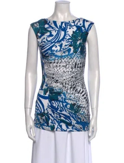 Pre-owned Pucci Printed Bateau Neckline Tunic In Blue