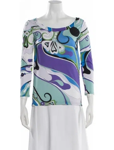 Pre-owned Pucci Printed Bateau Neckline Tunic In Blue