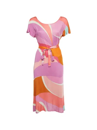Pre-owned Pucci Printed Belted Dress In Pink