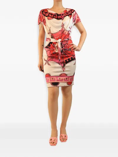 Pre-owned Pucci Printed Belted Mini Dress In Neutrals