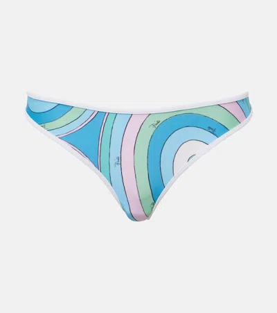 Pucci Printed Bikini Bottoms In Blue