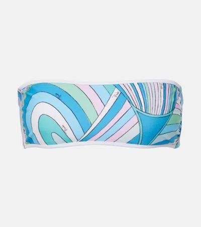 Pucci Printed Bikini Top In Blue