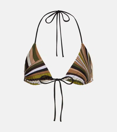 Pucci Printed Bikini Top In Brown