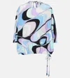Pucci Silk Drawstring Blouse In Blue