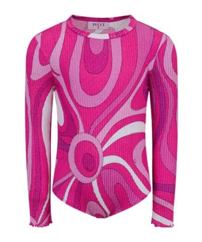 Pucci Kids' Printed Bodysuit In Pink