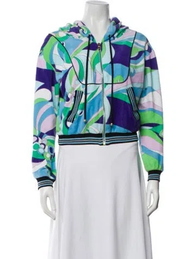 Pre-owned Pucci Printed Bomber Jacket In Blue