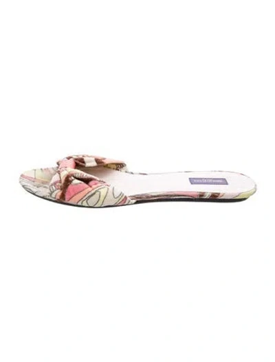 Pre-owned Pucci Printed Bow Accents Slides In Pink