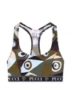 Pucci Logo-band Printed Performance Bra In Green