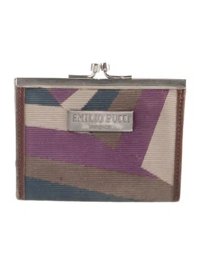 Pre-owned Pucci Printed Coin Pouch In Neutral