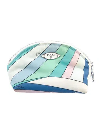 Pre-owned Pucci Printed Cosmetic Bag In Blue
