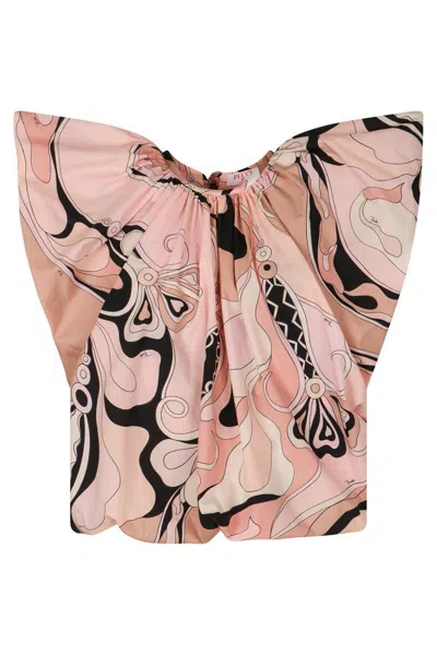 Pucci Printed Cotton Blouse In Pink