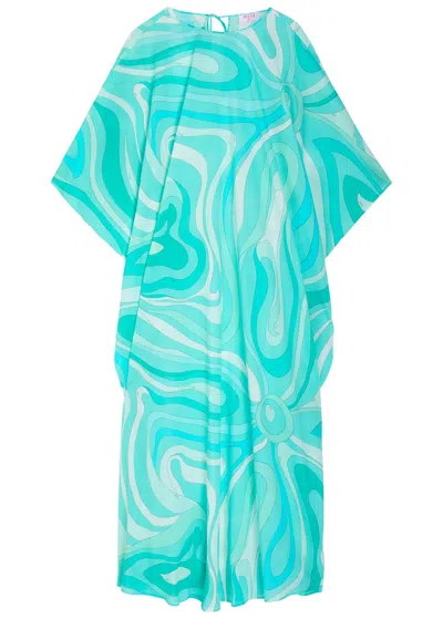 Pucci Printed Cotton Kaftan In Blue