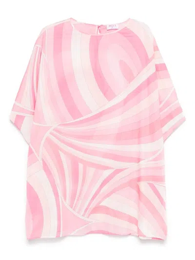 Pucci Printed Cotton Kaftan Dress In Pink