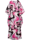 Pucci Waves Print Cotton Kaftan Clothing In Pink