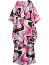 Pucci Waves Print Cotton Kaftan Clothing In Purple