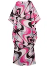 Pucci Waves Print Cotton Kaftan Clothing In Purple