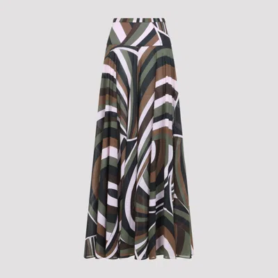 Pucci Printed Cotton Maxi Skirt In Multi