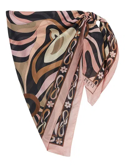 Pucci Printed Cotton Sarong In Powder