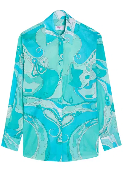 Pucci Printed Cotton-muslin Shirt In Blue