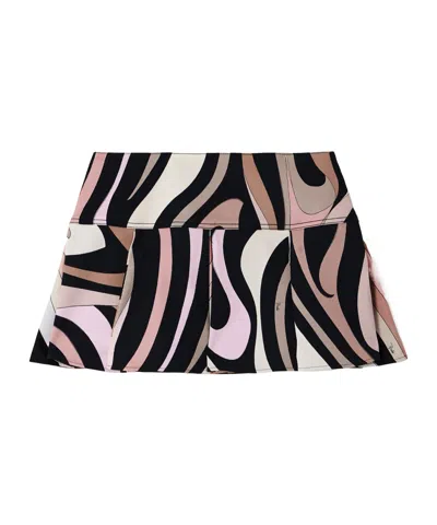 Pucci Printed Cotton-blend Gabardine Mini Skirt In Black