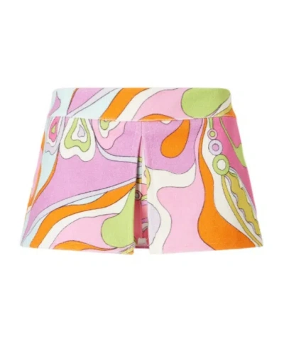 Pucci Printed Cotton-terry Shorts In Multi