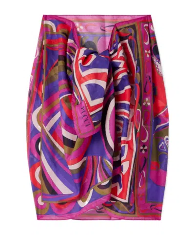 Pucci Printed Cotton-voile Pareo In Multi