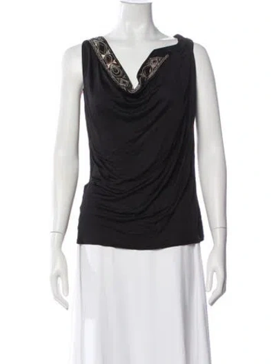 Pre-owned Pucci Printed Cowl Neck Top In White